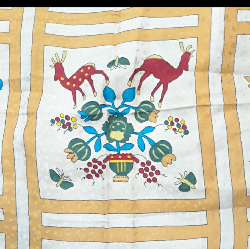 Laura Biagiotti silk scarf block floral animals